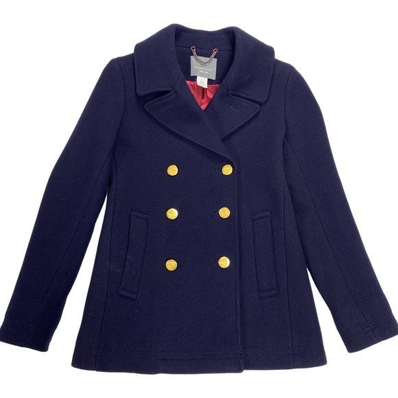 J. Crew Stadium Cloth by Nello Gori Wool Blend Classic Pea Coat Navy Blue 49360 - Picture 9 of 14
